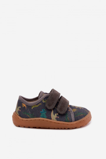 Chaussons Barefoot pour enfants avec des dinosaures Froddo Canvas G1700440-31 Gris 2