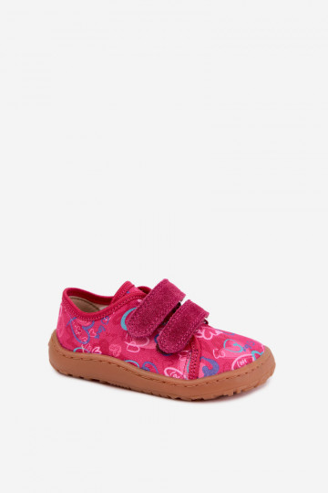 Chaussons Barefoot pour enfants avec des cœurs Froddo Canvas G1700440-24 Rose