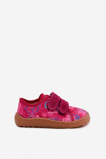 Chaussons Barefoot pour enfants avec des cœurs Froddo Canvas G1700440-24 Rose 2