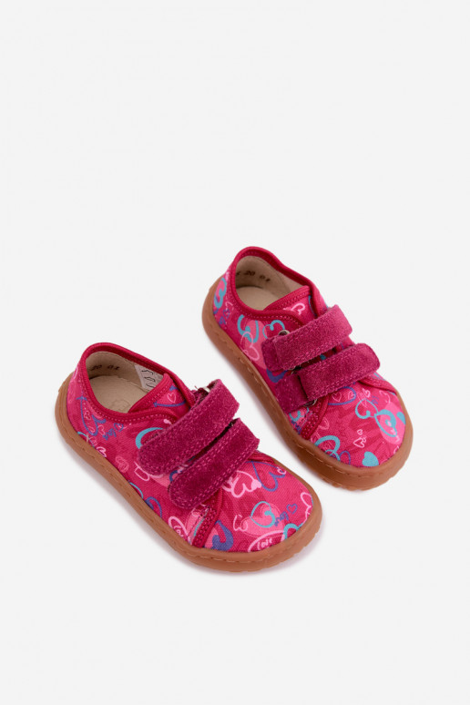 Chaussons Barefoot pour enfants avec des cœurs Froddo Canvas G1700440-24 Rose