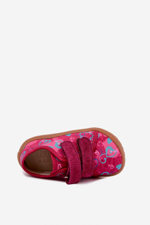 Chaussons Barefoot pour enfants avec des cœurs Froddo Canvas G1700440-24 Rose