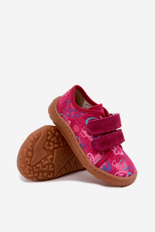 Chaussons Barefoot pour enfants avec des cœurs Froddo Canvas G1700440-24 Rose
