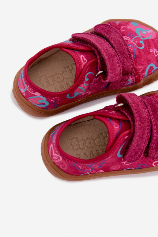 Chaussons Barefoot pour enfants avec des cœurs Froddo Canvas G1700440-24 Rose