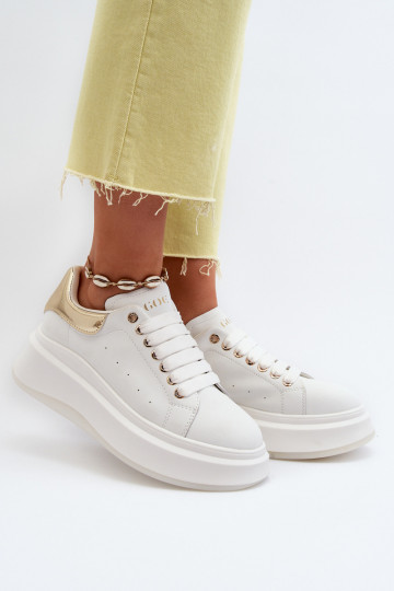 Baskets en cuir pour femmes GOE NN2N4031 blanches 2