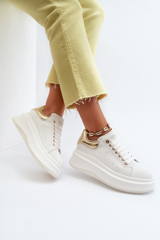 Baskets en cuir pour femmes GOE NN2N4031 blanches