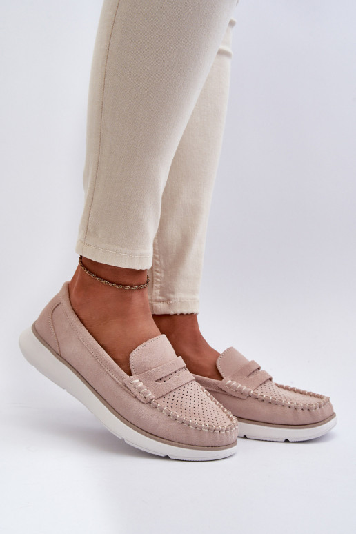 Mocassins en daim sur plateforme Sergio Leone SP012 beige