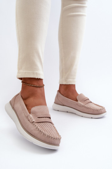 Mocassins en daim sur plateforme Sergio Leone SP012 beige 2
