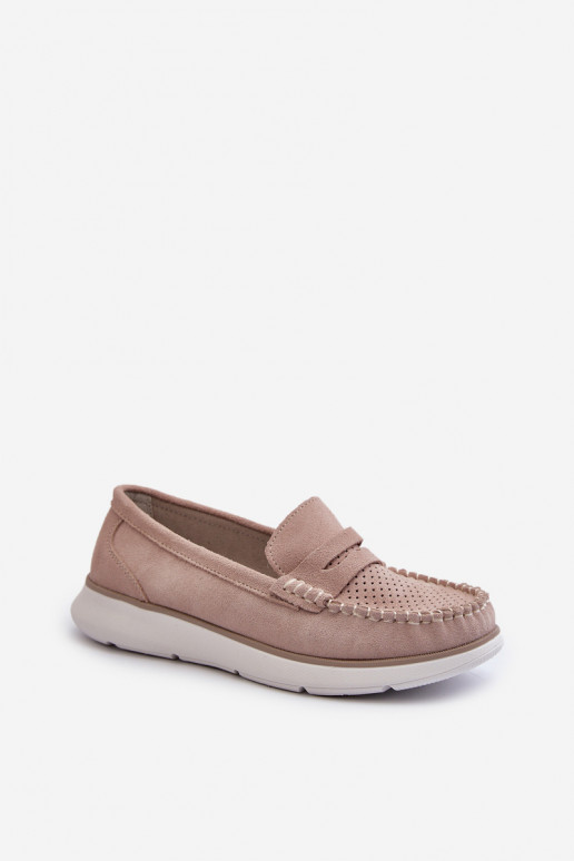 Mocassins en daim sur plateforme Sergio Leone SP012 beige