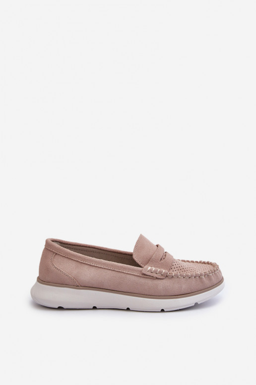 Mocassins en daim sur plateforme Sergio Leone SP012 beige