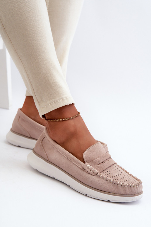 Mocassins en daim sur plateforme Sergio Leone SP012 beige
