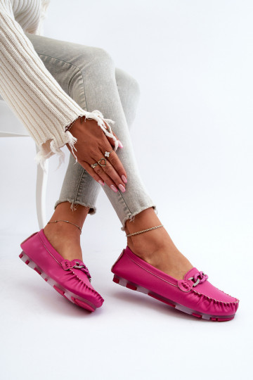 Mocassins en cuir pour femmes avec ornements S.Barski LR339 roses 2