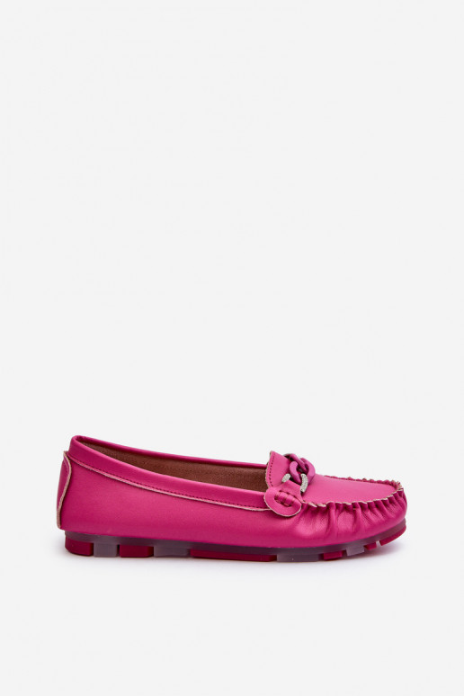 Mocassins en cuir pour femmes avec ornements S.Barski LR339 roses