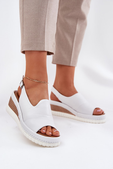 Sandales en cuir pour femmes sur plateforme Artiker 56C0918 blanches