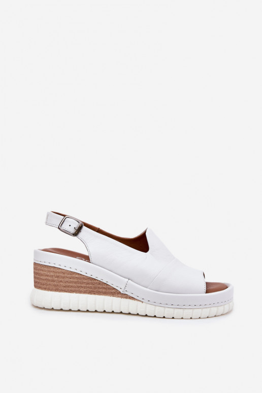 Sandales en cuir pour femmes sur plateforme Artiker 56C0918 blanches
