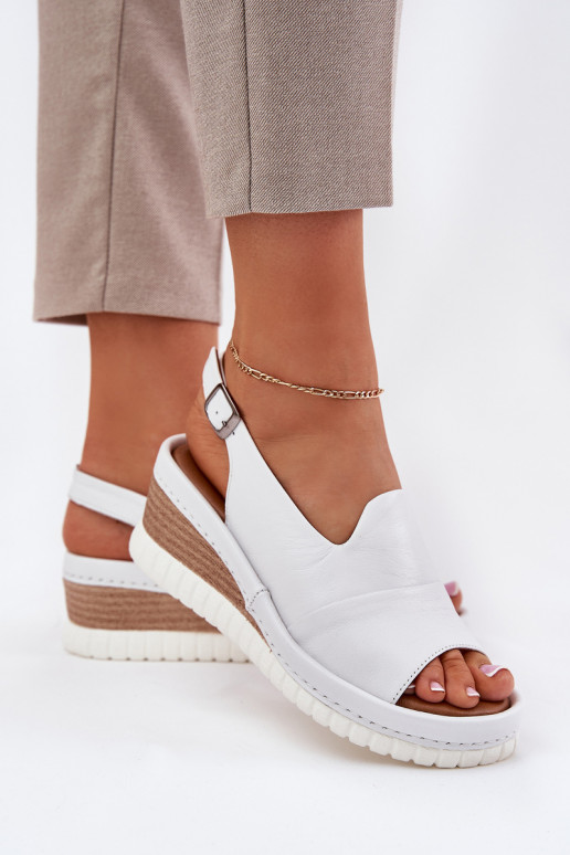 Sandales en cuir pour femmes sur plateforme Artiker 56C0918 blanches