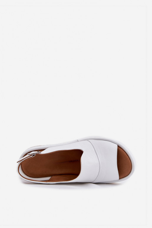 Sandales en cuir pour femmes sur plateforme Artiker 56C0918 blanches