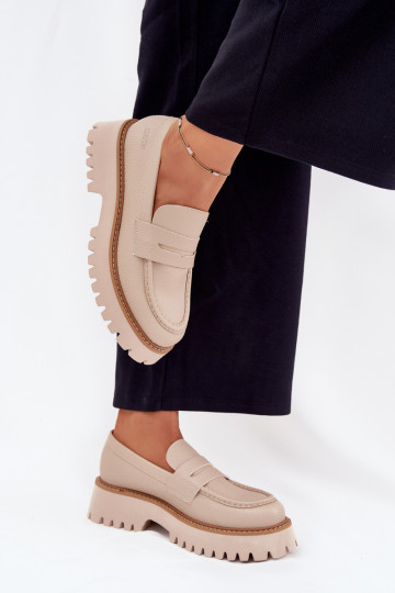 Mocassins pour femmes sur plateforme et chaussures plates Big Star NN274050 beiges 2