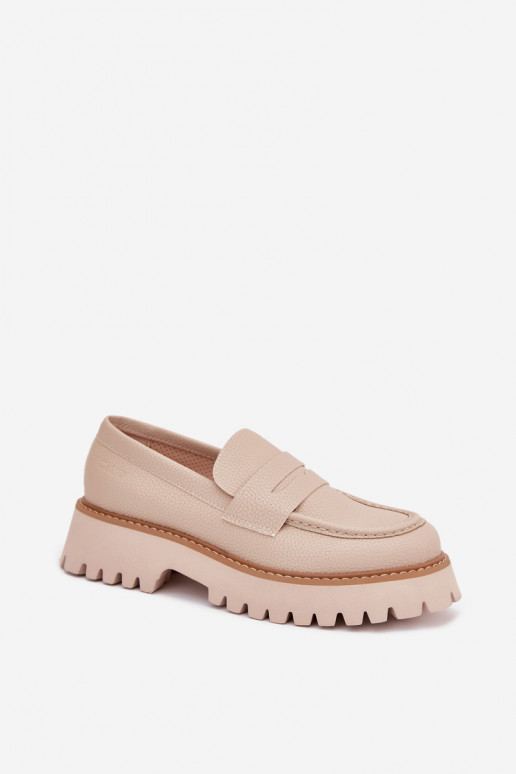 Mocassins pour femmes sur plateforme et chaussures plates Big Star NN274050 beiges