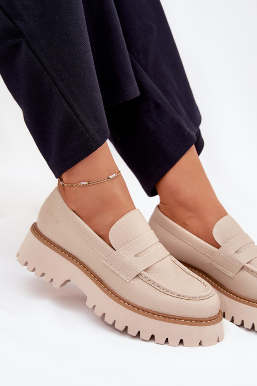 Mocassins pour femmes sur plateforme et chaussures plates Big Star NN274050 beiges