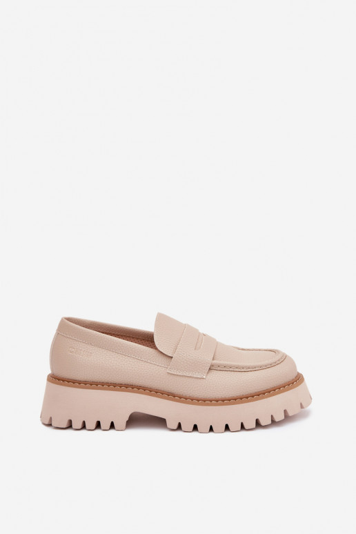 Mocassins pour femmes sur plateforme et chaussures plates Big Star NN274050 beiges