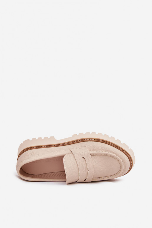 Mocassins pour femmes sur plateforme et chaussures plates Big Star NN274050 beiges