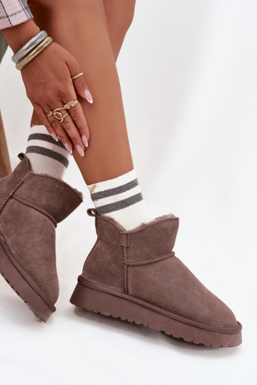 Bottes de neige isolées en daim avec fourrure à l'intérieur Vinceza 97961 marron