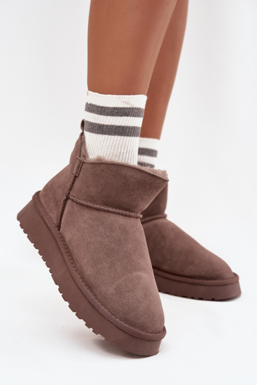 Bottes de neige isolées en daim avec fourrure à l'intérieur Vinceza 97961 marron