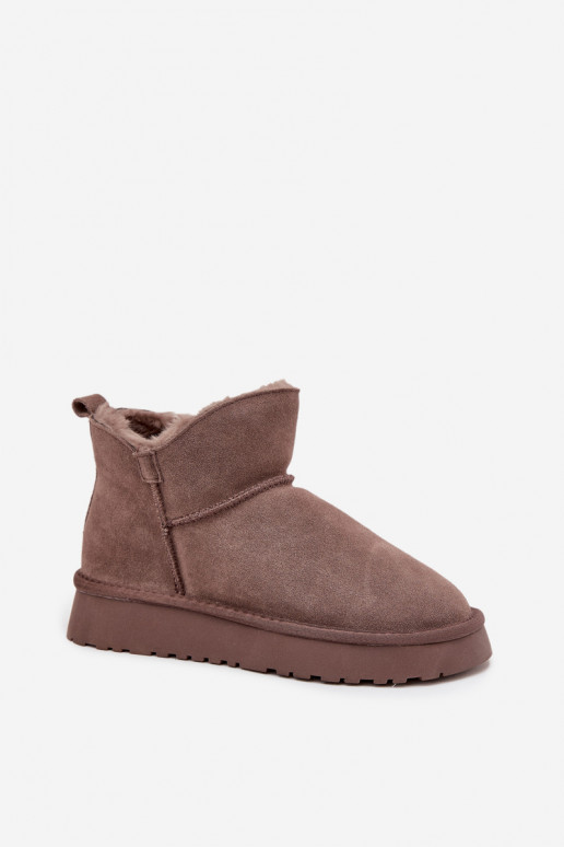 Bottes de neige isolées en daim avec fourrure à l'intérieur Vinceza 97961 marron
