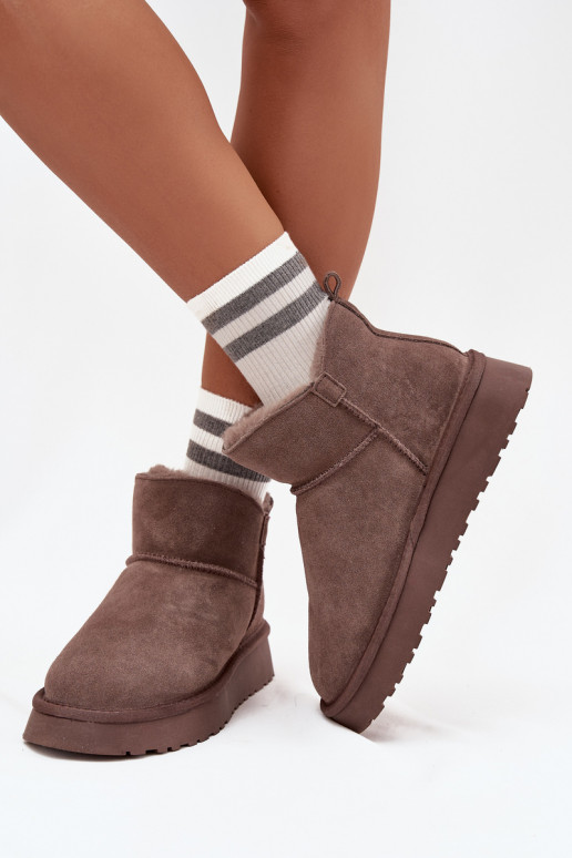 Bottes de neige isolées en daim avec fourrure à l'intérieur Vinceza 97961 marron