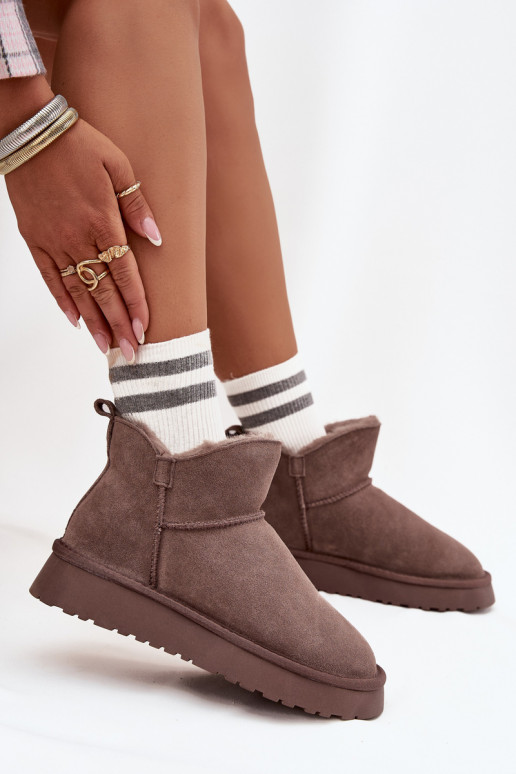 Bottes de neige isolées en daim avec fourrure à l'intérieur Vinceza 97961 marron