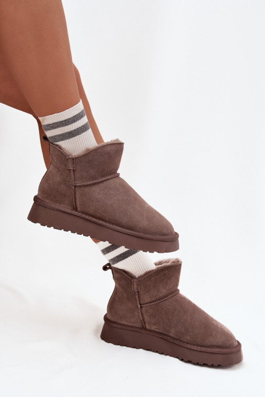 Bottes de neige isolées en daim avec fourrure à l'intérieur Vinceza 97961 marron