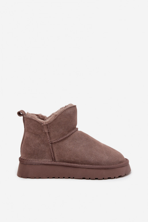 Bottes de neige isolées en daim avec fourrure à l'intérieur Vinceza 97961 marron