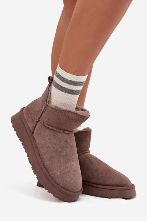 Bottes de neige isolées en daim avec fourrure à l'intérieur Vinceza 97961 marron