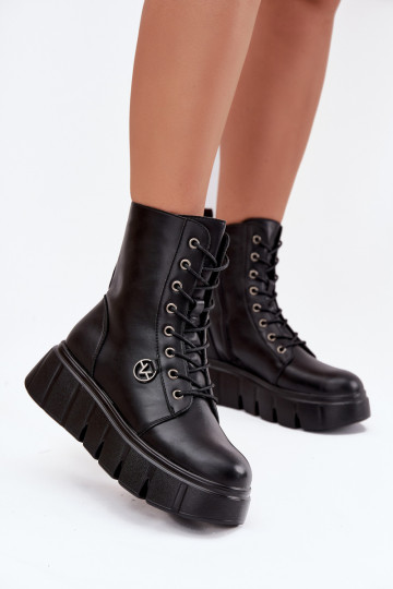 Bottines de travail isolées pour femmes sur plateforme Vinceza 58588 noires 2