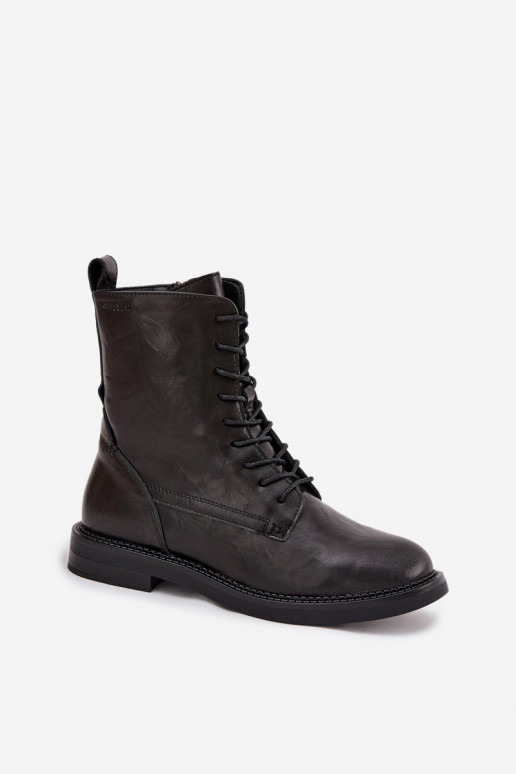 Bottines de travail isolées en cuir pour femmes Big Star SS274480 noires