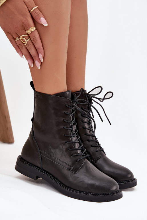 Bottines de travail isolées en cuir pour femmes Big Star SS274480 noires