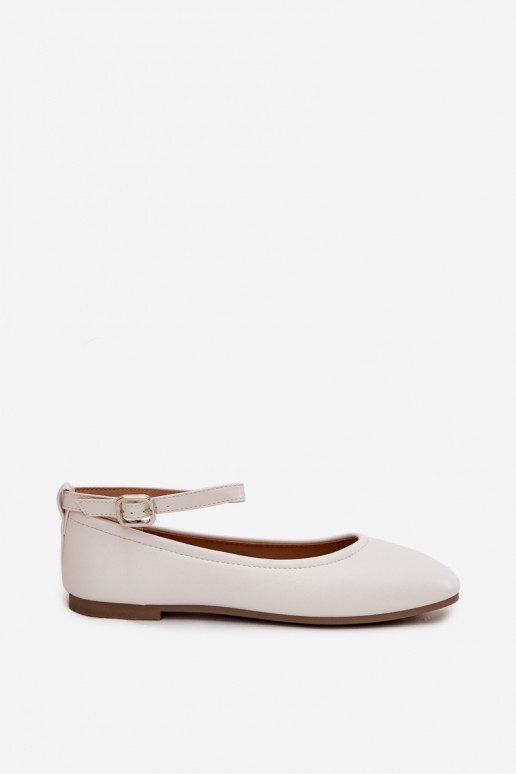 Ballerines blanches avec brides et boucles Janelor