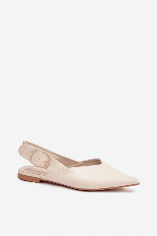 Ballerines couleur sable vernies avec boucles Rinalle