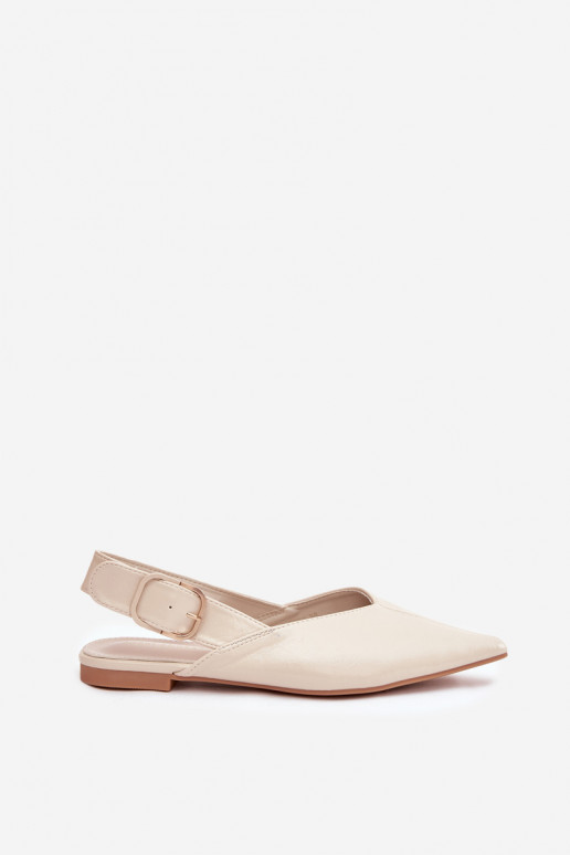 Ballerines couleur sable vernies avec boucles Rinalle