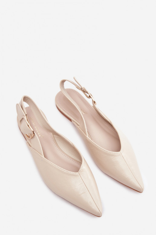 Ballerines couleur sable vernies avec boucles Rinalle