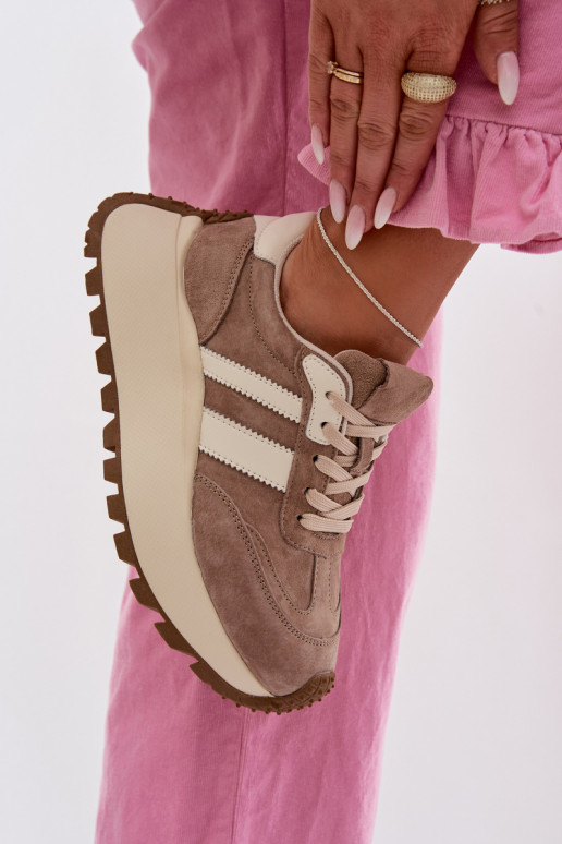 Sneakers couleur sable en daim synthétique avec plateforme D&A GR61-5986