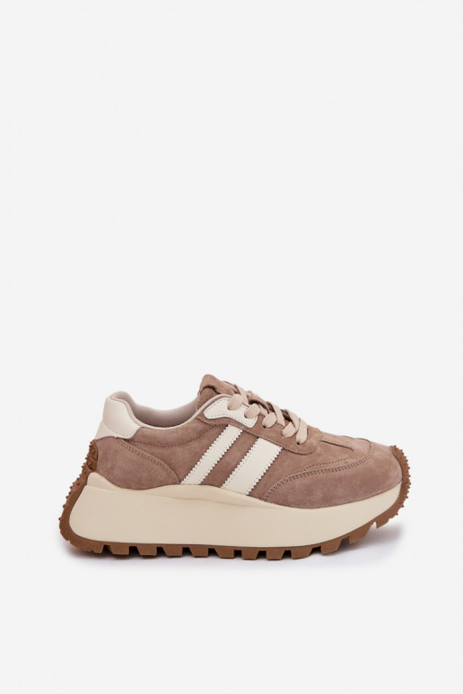 Sneakers couleur sable en daim synthétique avec plateforme D&A GR61-5986