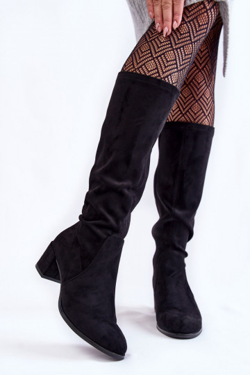 Bottes hautes en faux daim classiques Sergio Leone KZ205 noires