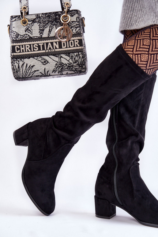 Bottes hautes en faux daim classiques Sergio Leone KZ205 noires