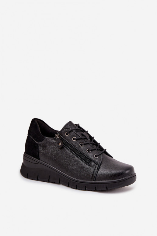 Chaussures à plateforme en cuir pour femmes Vinceza 39964 noires