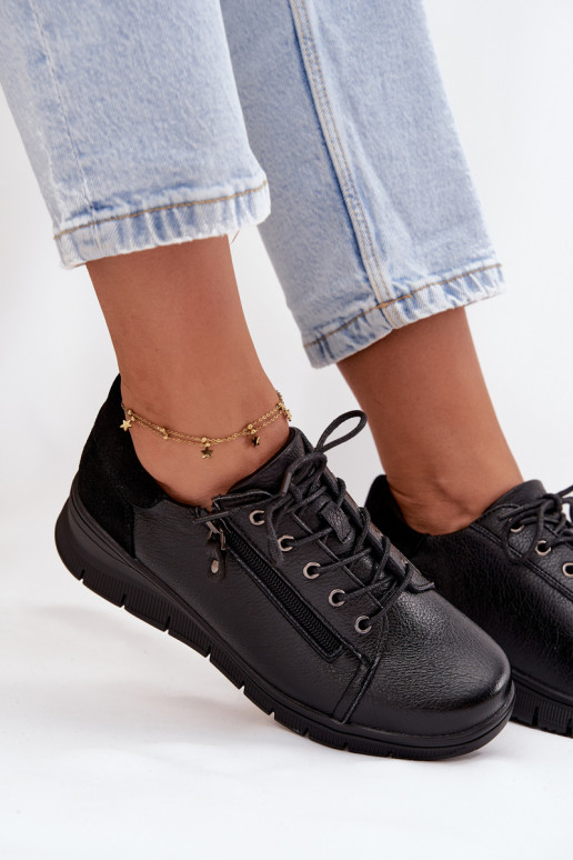 Chaussures à plateforme en cuir pour femmes Vinceza 39964 noires