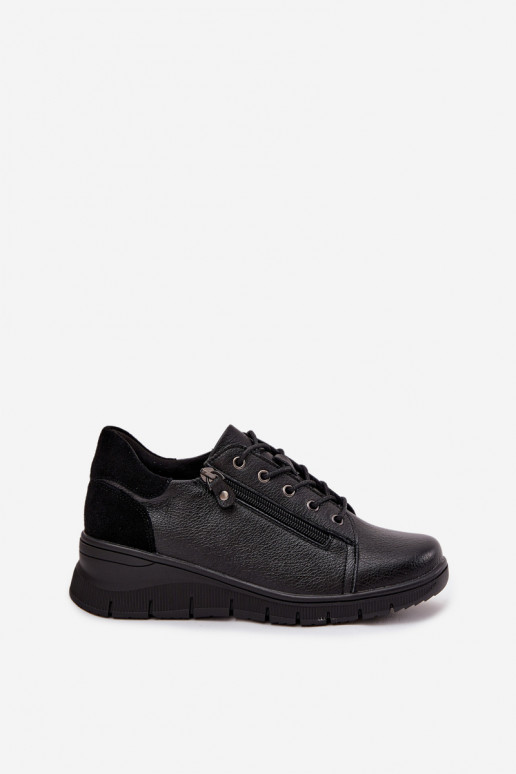 Chaussures à plateforme en cuir pour femmes Vinceza 39964 noires