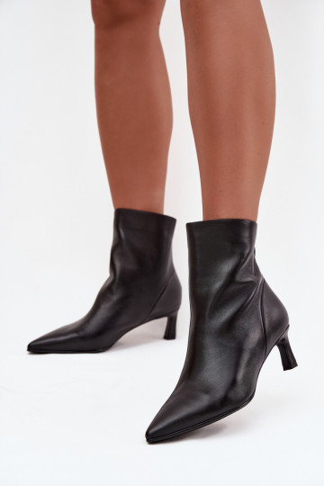 Bottines en cuir naturel avec talons pour femmes D&A CR52-661 noires 2