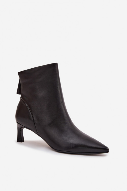 Bottines en cuir naturel avec talons pour femmes D&A CR52-661 noires