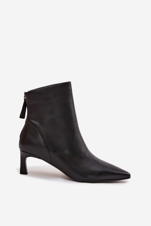 Bottines en cuir naturel avec talons pour femmes D&A CR52-661 noires